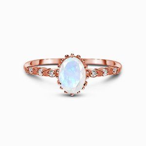 Moon Magic Moonstone Ring - 18KT Rose Gold Vermeil - Size 6